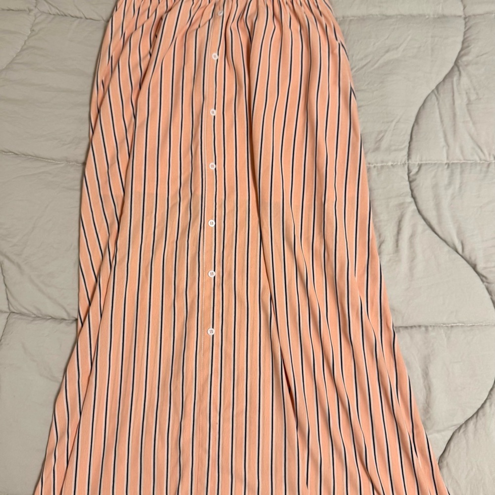 LARA Peach and Black Striped Maxi Dress Size Large